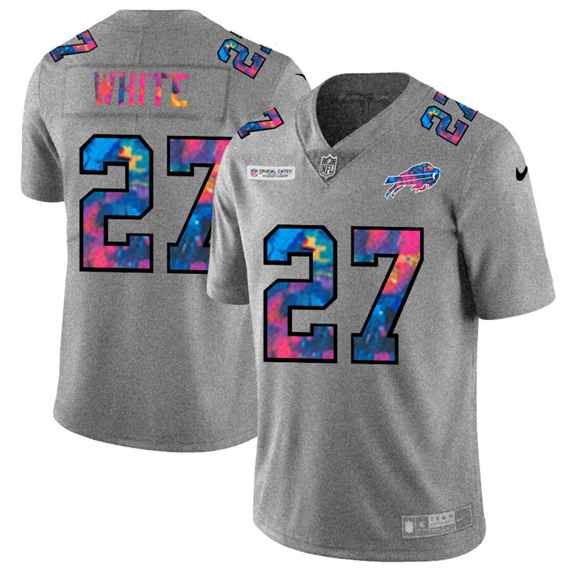 NFL Buffalo Bills #27 TreDavious White Men Nike MultiColor 2020  Crucial Catch  Jersey Grey